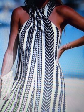 Cupshe Black and White Geometric Halter Mini Dress